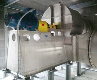 Stainless steel centrifugal fan with flexible coupling, Almeco